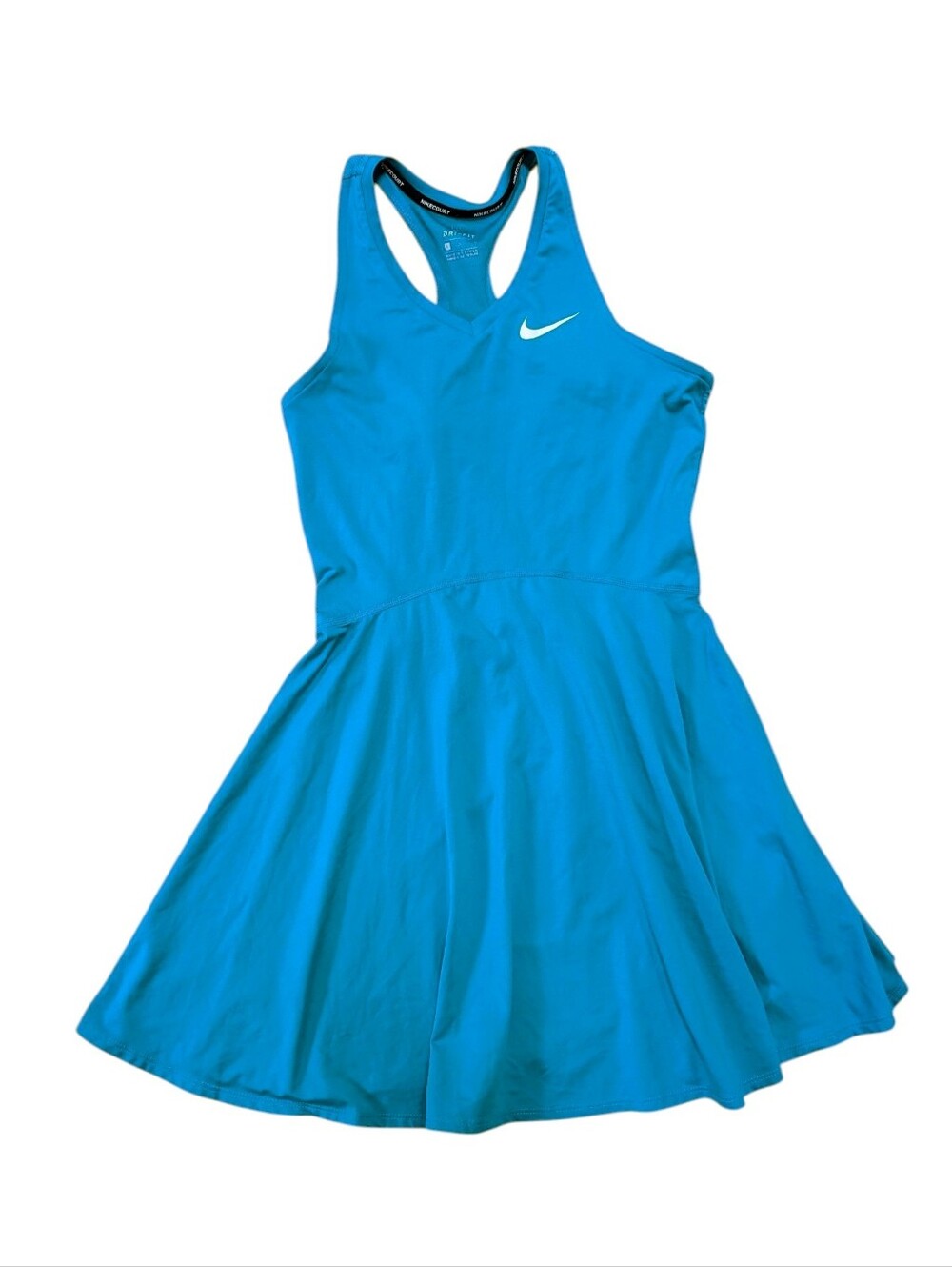 Nike Court Girls Dri-Fit True Tennis Dress SZ Large White Swoosh Blue Turquoise
